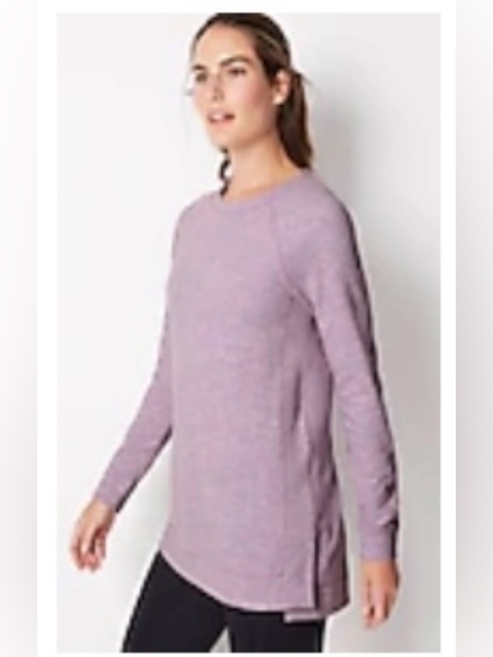 J Jill Fit Aster Multi Soft Brushed Raglan Long-Sleeve Sweatshirt Medium